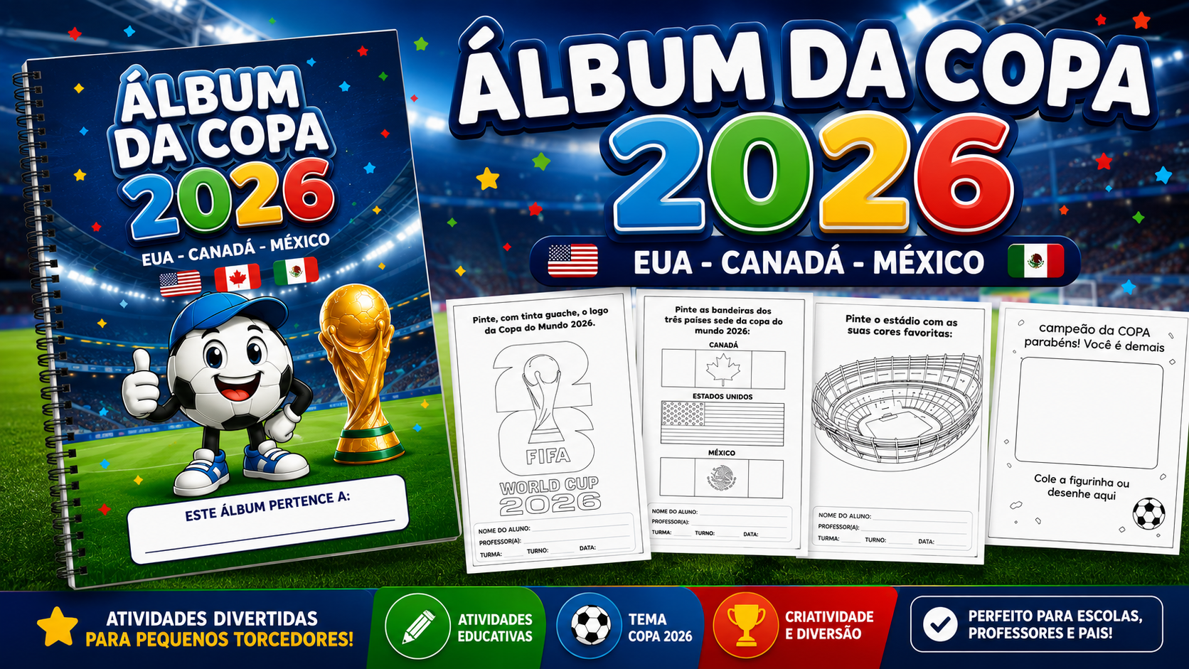 Álbum da Copa para Imprimir e Pintar