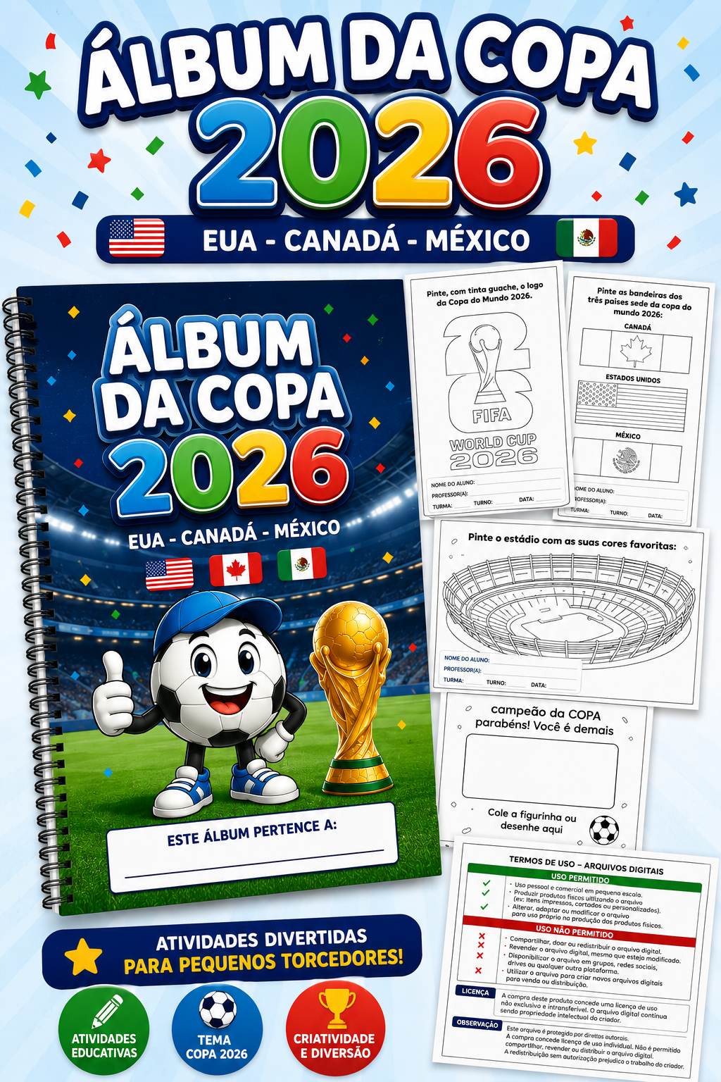 Álbum da Copa para Imprimir e Pintar
